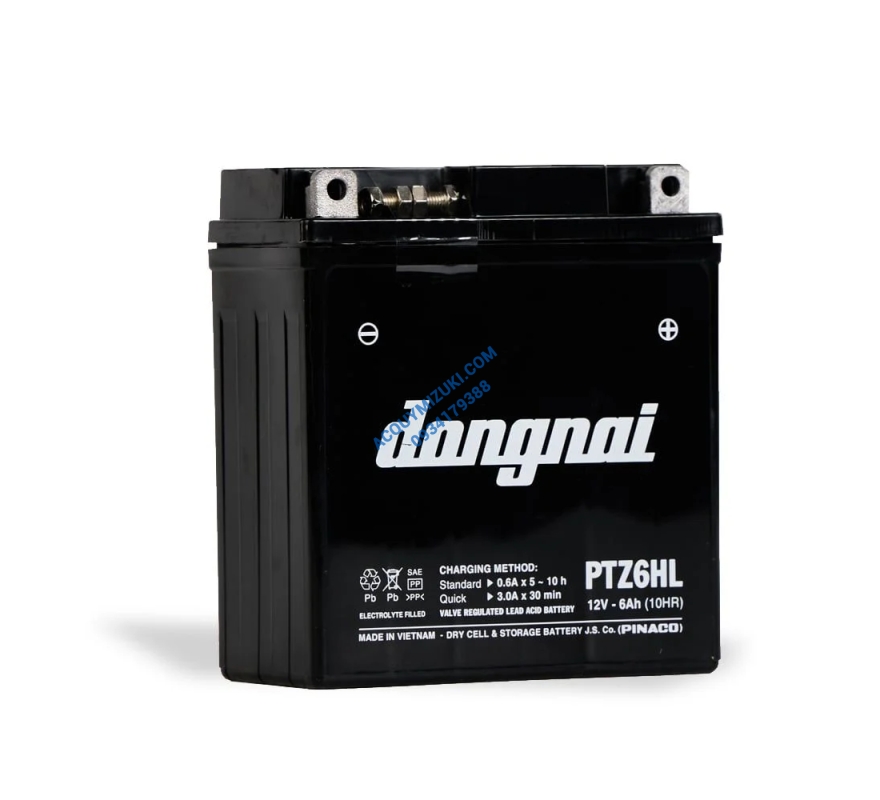 Bình ắc quy xe máy ĐỒNG NAI PTZ6L 12V 6AH
