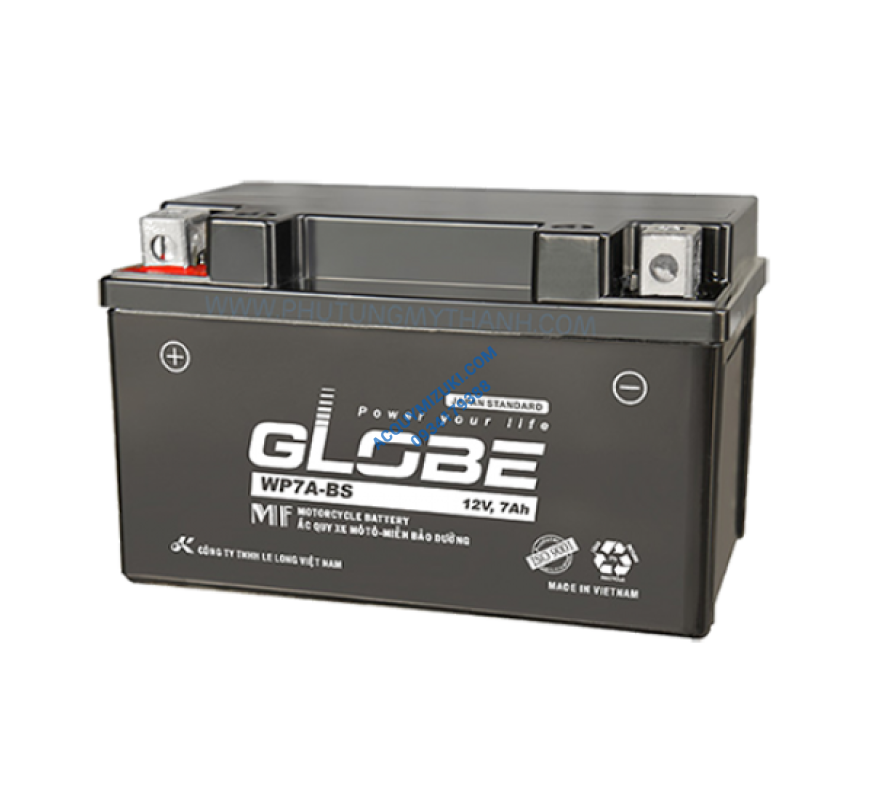 Bình ắc quy xe máy GLOBE WP7A-BS 12V 7AH